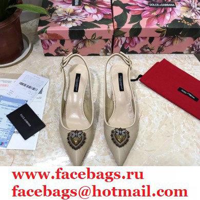 Dolce  &  Gabbana Heel 6.5cm Quilted Leather Devotion Slingbacks Beige 2021